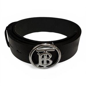 TB Monogram Black Leather Belt